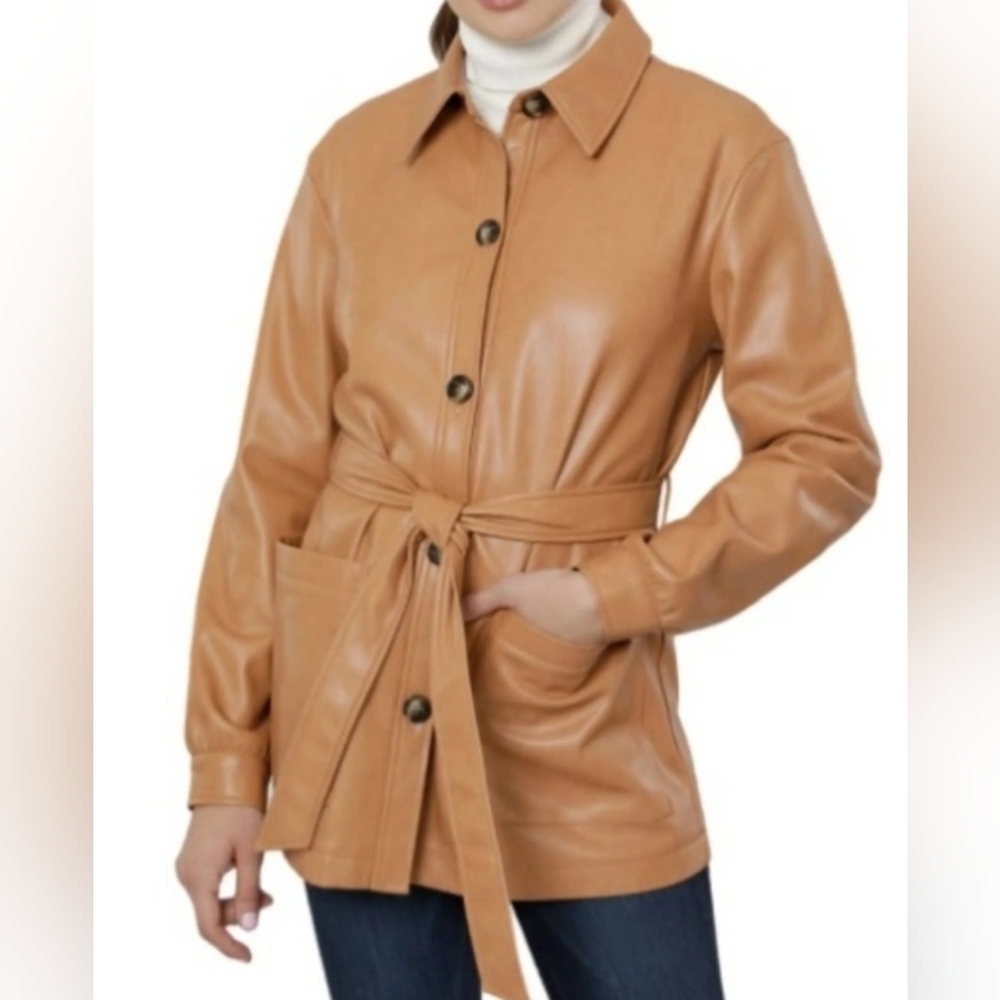 Zara Faux Leather Short Trench Coat